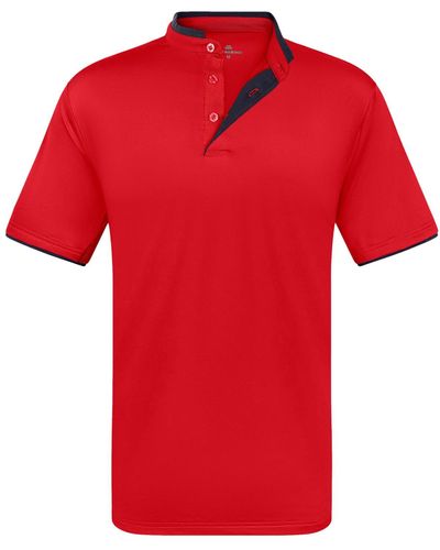 Mio Marino Big & Tall Short Sleeve Henley Polo Shirt - Red