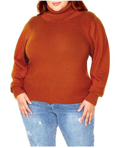 City Chic Plus Size Softly Sweet Sweater - Orange