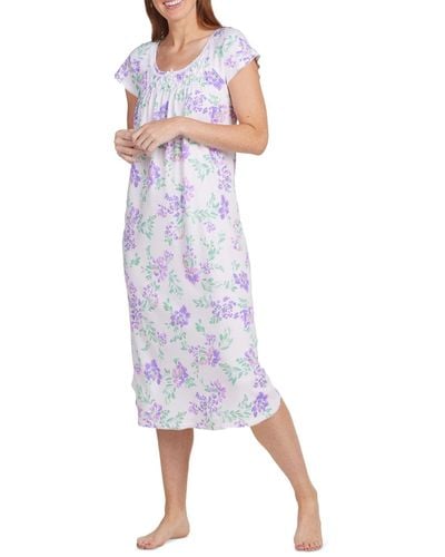 Miss Elaine Floral Short-sleeve Nightgown - Multicolor