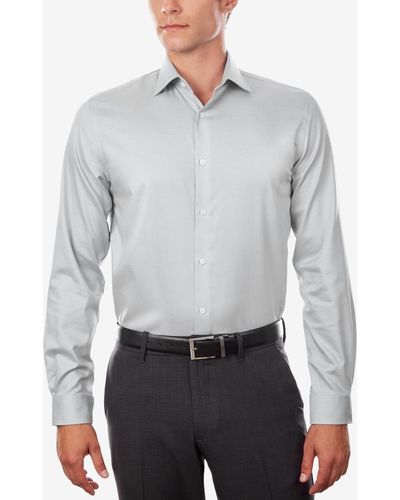 Michael Kors Men's Regular Fit Airsoft Stretch Non-iron Performance Solid Dress Shirt - Gray