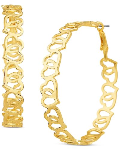 Kensie Large Heart Cutout Hoop Earrings - Metallic
