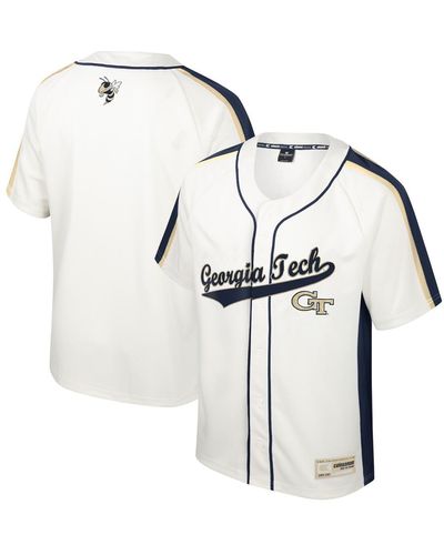Colosseum Athletics Distressed Georgia Tech Yellow Jackets Ruth Button-up Baseball Jersey - White