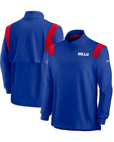 Men's Nike Royal Buffalo Bills Sideline Coaches Repel Quarter-Zip Jacket