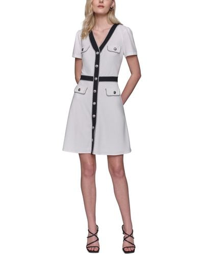 Karl Lagerfeld Two-tone Button-front Dress - White