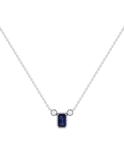 LuvMyJewelry Emerald Sapphire Gemstone Round Natural Diamond 14k Gold Birthstone Necklace - White