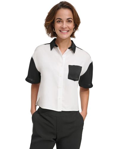 DKNY Colorblocked Short-sleeve Shirt - White