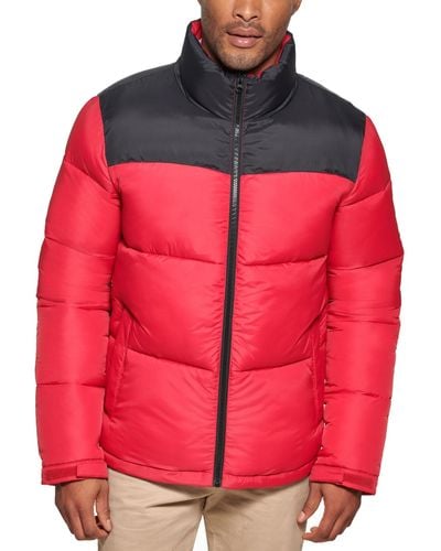 Club Room Colorblocked Quilted Full-zip Puffer Jacket - Red