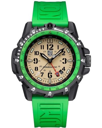 Luminox Swiss Commando Raider Military Gmt Green Rubber Strap Watch 46mm