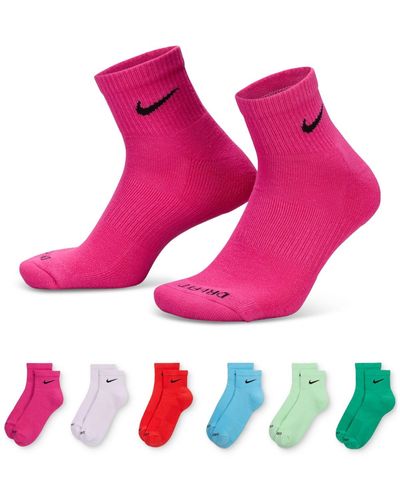 Nike 6-pk. Dri-fit Quarter Socks - Pink