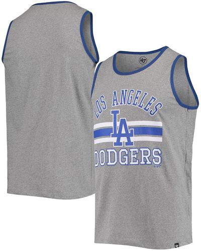'47 '47 Heather Gray Los Angeles Dodgers Edge Super Rival Tank Top - Blue