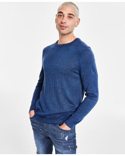 INC International Concepts Regular-fit Textured Crewneck Sweater - Blue