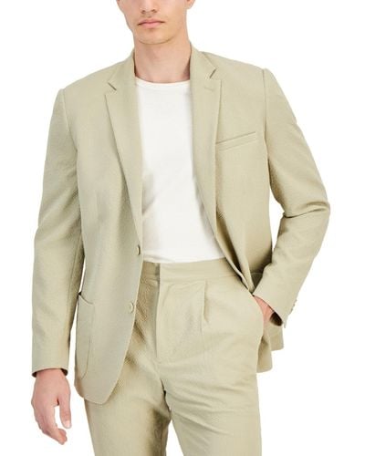 Alfani Classic-fit Textured Seersucker Suit Jacket - Natural