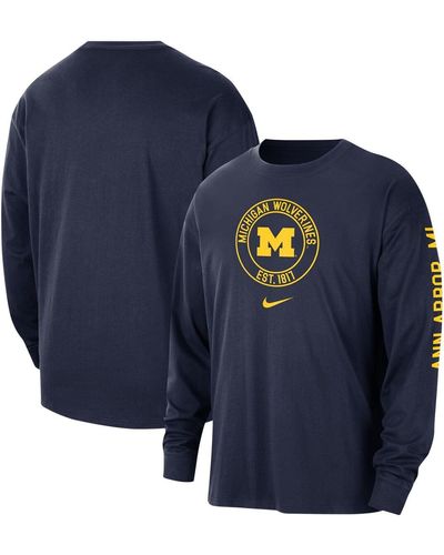 Nike Michigan Wolverines Heritage Max90 Long Sleeve T-shirt - Blue