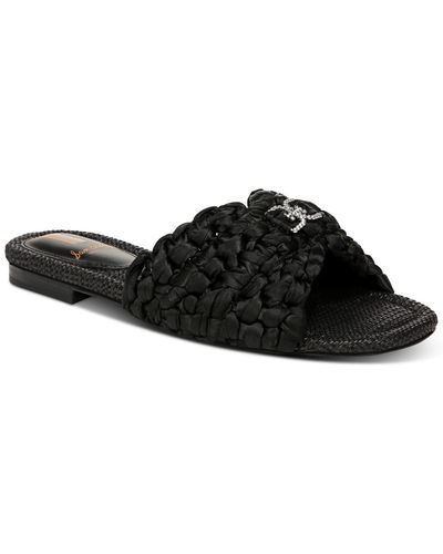 Sam Edelman Bridget Embellished Knotted Slide Flat Sandals - Black