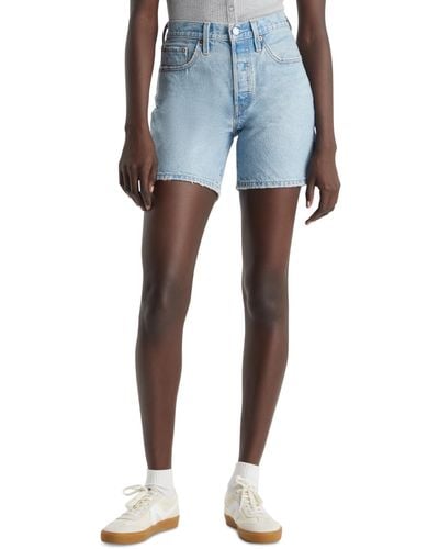 Levi's 501 Mid-thigh High Rise Straight Fit Denim Shorts - Blue