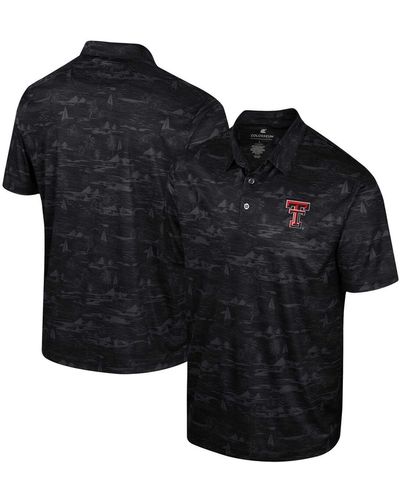 Colosseum Athletics Texas Tech Red Raiders Daly Print Polo Shirt - Black