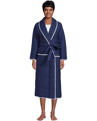 Lands' End Quilted Robe - Blue
