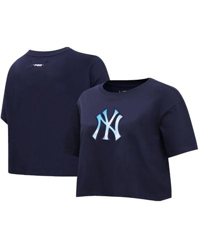 Pro Standard New York Yankees Painted Sky Boxy Cropped T-shirt - Blue