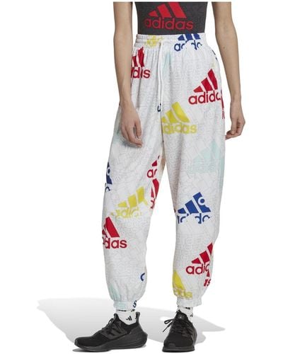 adidas Essentials Multi-colored Loose Fit Woven Pants - White