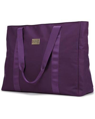 Badgley Mischka Nylon Travel Tote Weekender Bag - Purple