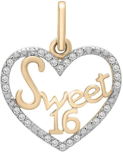Wrapped in Love Diamond Sweet 16 Heart Charm Pendant (1/20 Ct. T.w. - Metallic