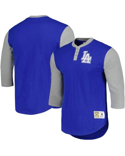 Mitchell & Ness Los Angeles Dodgers Cooperstown Collection Legendary Slub Henley 3/4-sleeve T-shirt - Blue