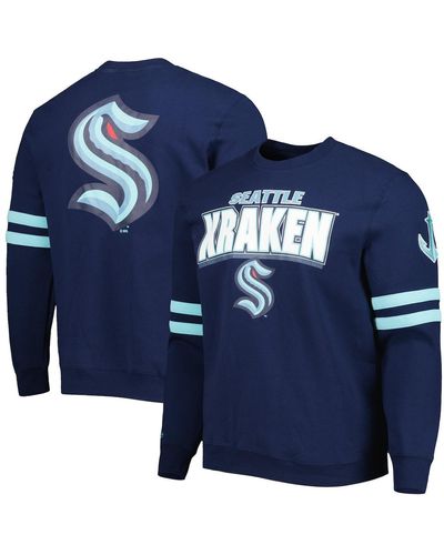 Mitchell & Ness Seattle Kraken Allover Logo Pullover Sweatshirt - Blue