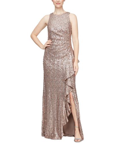 Alex Evenings Sequined Ruched-waist Ruffled Gown - Multicolor
