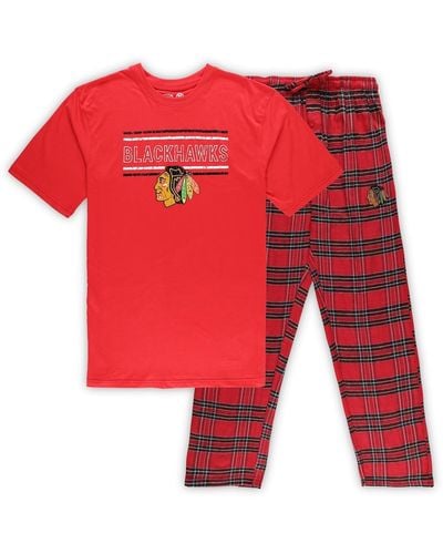 Profile Chicago Blackhawks Big And Tall T-shirt And Pajama Pants Sleep Set - Red