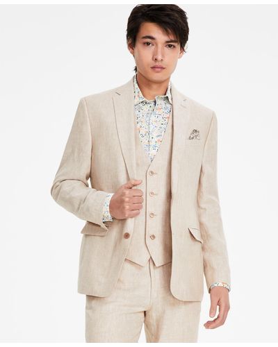 BarIII Slim-fit Stretch Linen Suit Separate Jacket - White