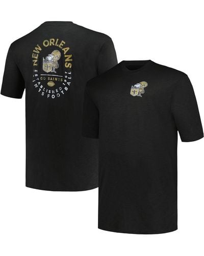 Profile New Orleans Saints Big And Tall Two-hit Throwback T-shirt - Black