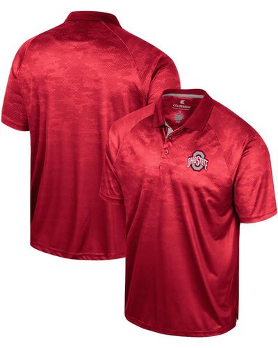 Colosseum Athletics Ohio State Buckeyes Honeycomb Raglan Polo Shirt - Red