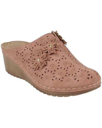 Gc Shoes Krista Perforated Slip-on Flower Wedge Mules - Brown