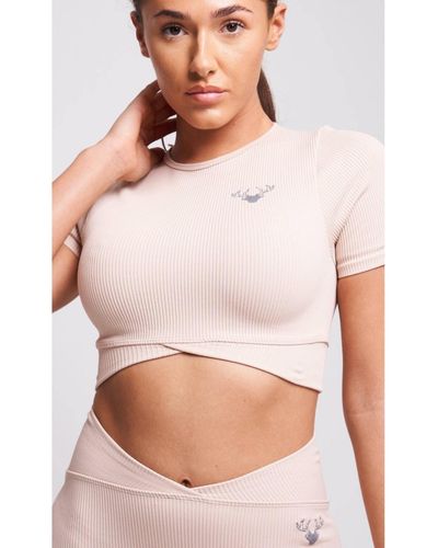 Twill Active Estron Recycled Rib Criss-cross Crop Top - White