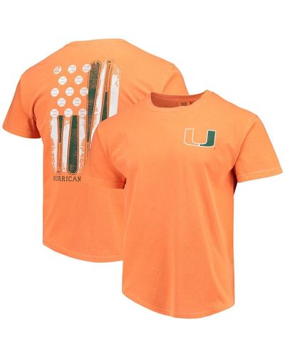 Image One Miami Hurricanes Baseball Flag Comfort Colors T-shirt - Orange