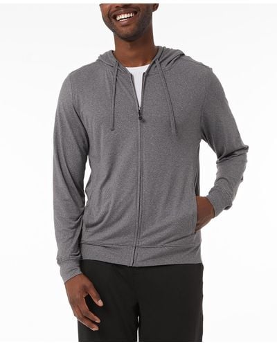 32 Degrees Quick-dry Stretch Hooded Full-zip Sleep Jacket - Gray