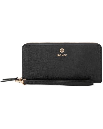 Nine West Linnette Zip Around Wristlet Wallet - Black