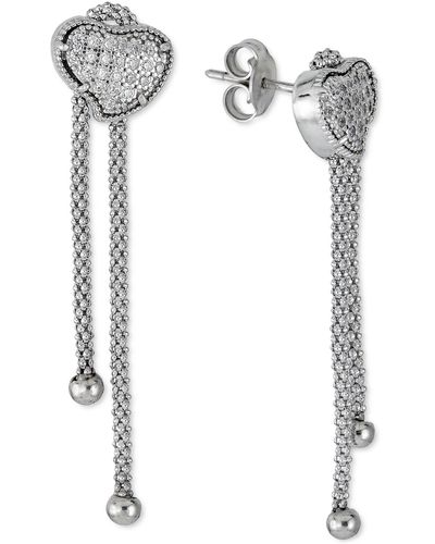 Macy's Diamond Heart Cluster Chain Drop Earrings (1/4 Ct. T.w. - Metallic