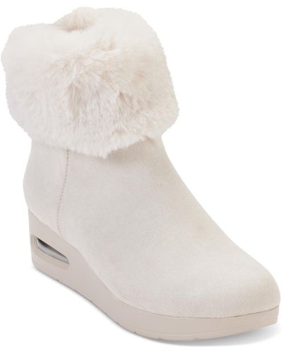 DKNY Abri Faux-fur Cuff Wedge Booties - Natural