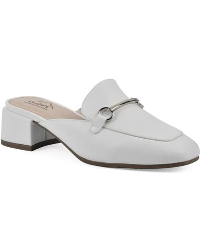 White Mountain Quin Low Block Heeled Mule - White