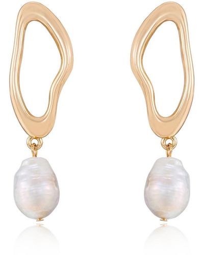 Ettika Open Circle 18k -plated And Cultured Freshwater Pearl Dangle Earrings - White