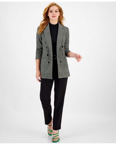 BarIII Houndstooth Double-breasted Boyfriend Blazer, Created For Macy's - Multicolor