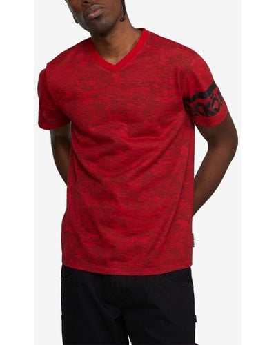 Ecko' Unltd Big And Tall Short Sleeve Madison Ave V-neck T-shirt - Red