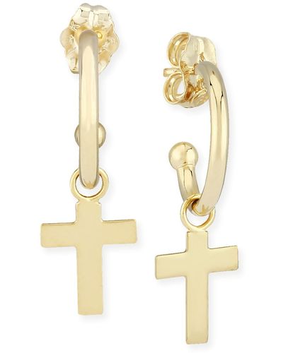 Macy's Dangle Cross Hoop Earrings - Metallic