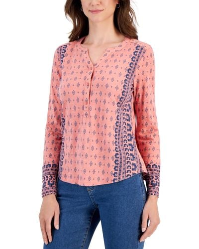 Style & Co. Petite Desert Placement Knit Top - Red