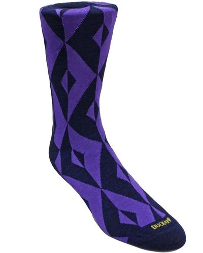 Duchamp Geometric Design Dress Sock - Purple