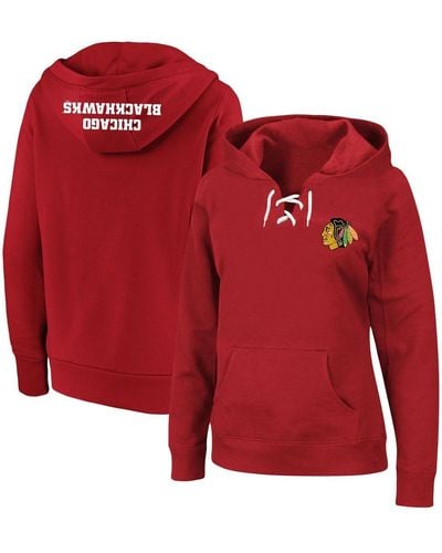 Profile Chicago Blackhawks Plus Size Lace-up Pullover Hoodie - Red