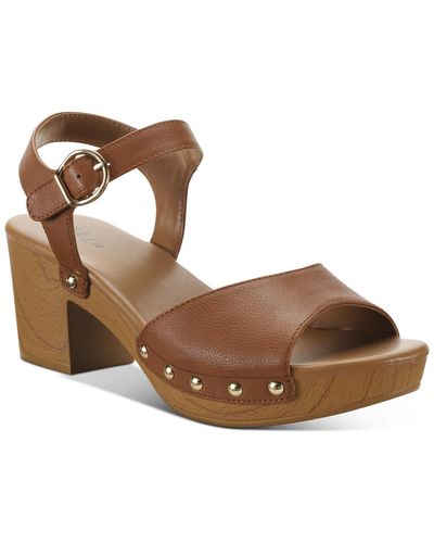 Style & Co. Anddreas Platform Block-heel Sandals - Brown