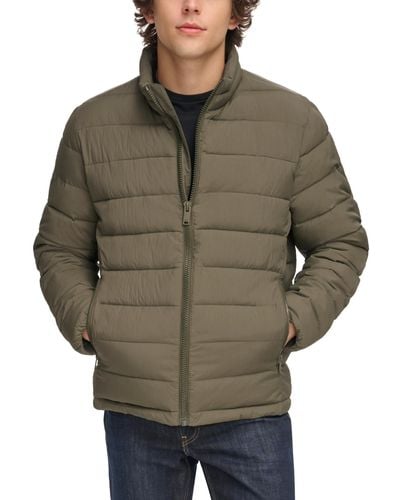 DKNY Quilted Full-zip Stand Collar Puffer Jacket - Green