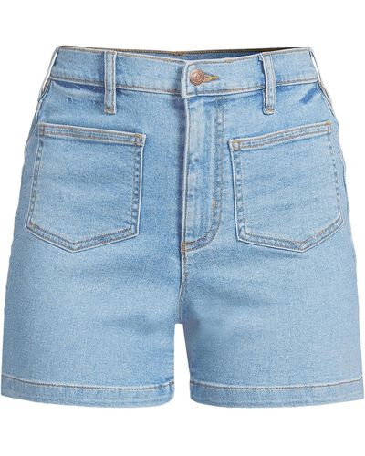 Lands' End Recover High Rise Patch Pocket 5" Jean Shorts - Blue